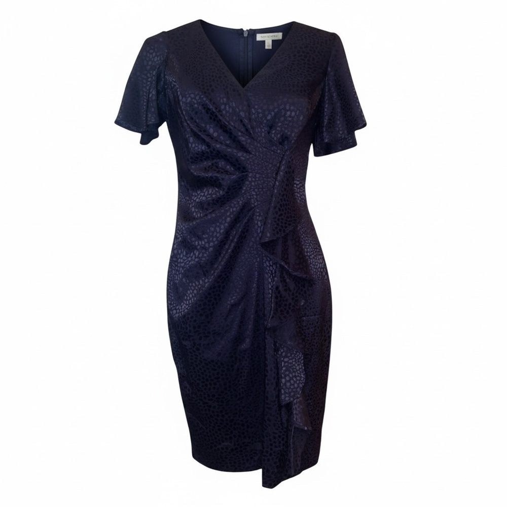 JESSICA HOWARD Side Ruffle ~Flutter Sleeves Dress NWT in Navy Blue Size 6P